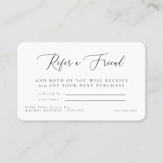 Salon Verwijs een Korting van de Naam van de Vrien Visitekaartje (Voorkant)