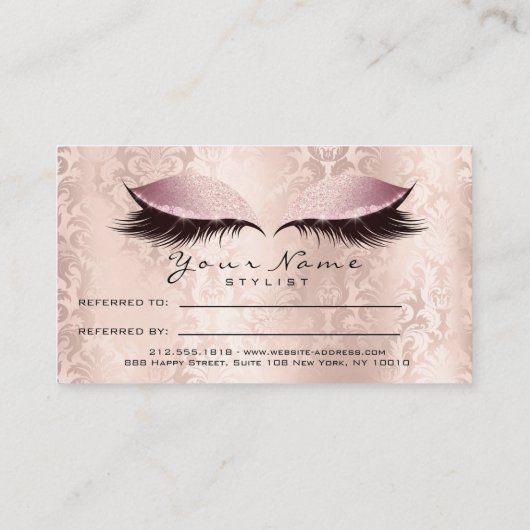 Salon Verwijzing Kaart Make-up Artiest Pink Lash D (Achterkant)