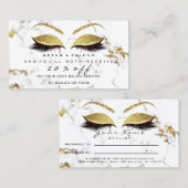 Salon Verwijzing Kaart Make-up Goud Marmer Lash Wi (Voorkant / Achterkant)