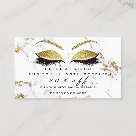 Salon Verwijzing Kaart Make-up Goud Marmer Lash Wi (Voorkant)