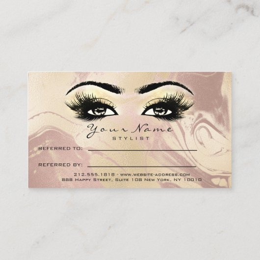 Salon Verwijzing Kaart Marble Make-up Lashes Exten (Achterkant)