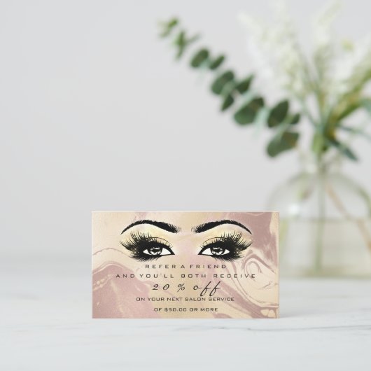 Salon Verwijzing Kaart Marble Make-up Lashes Exten (Staand voorkant)