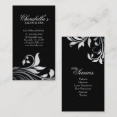 Salon Visitekaartje Elegant Floral Silver Black (Voorkant / Achterkant)