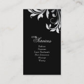 Salon Visitekaartje Elegant Floral Silver Black (Achterkant)