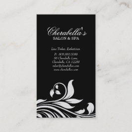 Salon Visitekaartje Elegant Floral White Black