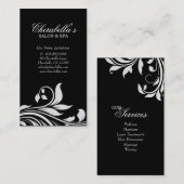 Salon Visitekaartje Elegant Floral White Black (Voorkant / Achterkant)