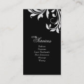 Salon Visitekaartje Elegant Floral White Black (Achterkant)