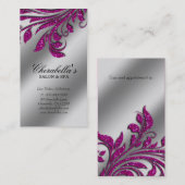 Salon Visitekaartje Elegant Pink Silver Glitter HP Afsprakenkaartje (Voorkant / Achterkant)