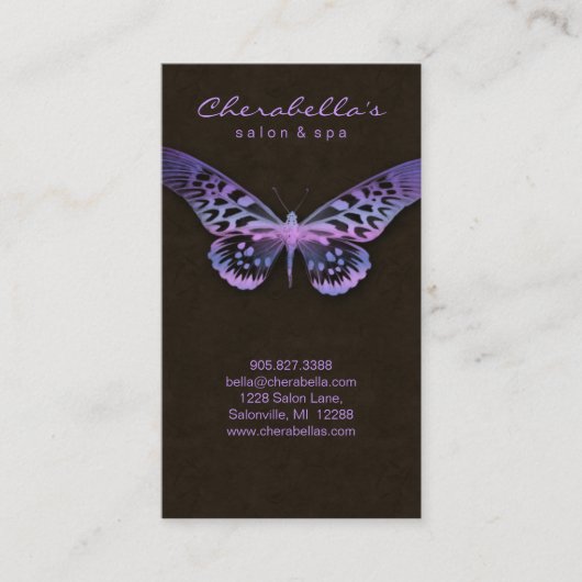 Salon Visitekaartje Spa Butterfly Paars Roze (Voorkant)