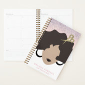 Salon Vrouw Bruin Haar Nep Goud Glitter Schoonheid Planner (Display)