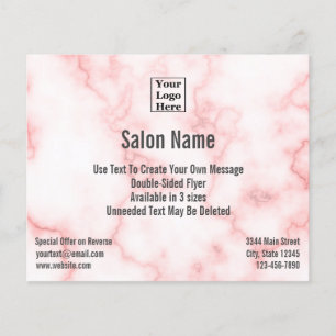 Salon Your Logo here on Elegant Faux Roze Marmer Flyer