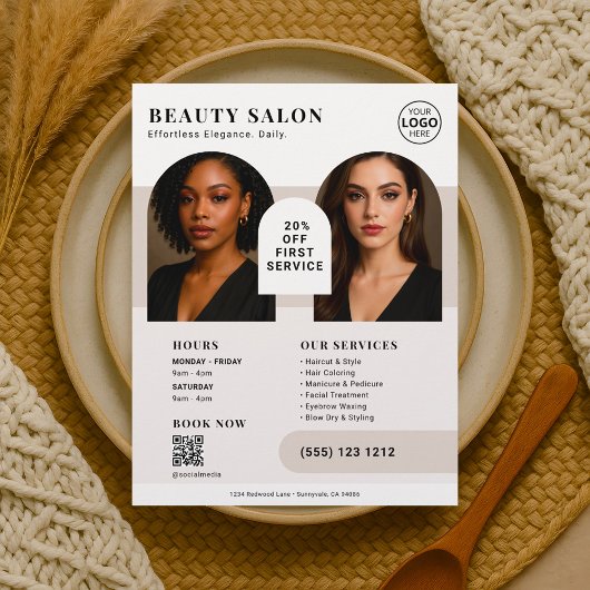 Salon Zakelijk Foto QR Code Bruine Flyer