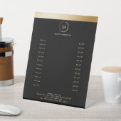 Salon Zwart Goud Streep Monogram Cirkel Reclamebord Met Voetstuk (Insitu)