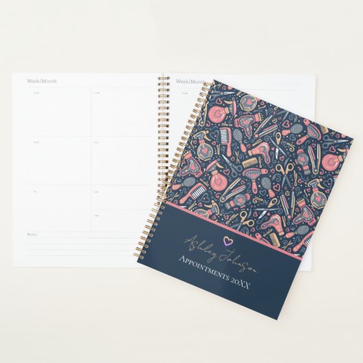 Salonafspraakplanner — marine, blos & crème planner (Display)