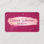 salonschaar | roze leder | Sparkles Visitekaartje (Voorkant)