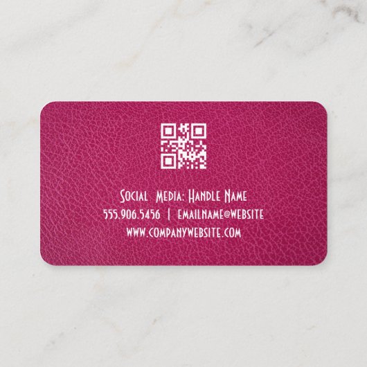 salonschaar | roze leder | Sparkles Visitekaartje (Achterkant)