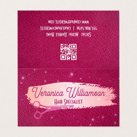 salonschaar | roze leder | Sparkles Visitekaartje (Buitenkant ongevouwen)