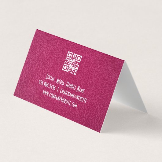 salonschaar | roze leder | Sparkles Visitekaartje (Achterkant)