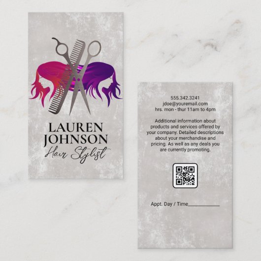 Salonschaar | Stijlvol haar Logo Visitekaartje (Voorkant / Achterkant)