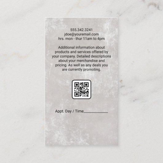 Salonschaar | Stijlvol haar Logo Visitekaartje (Achterkant)