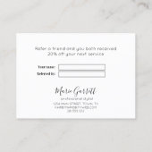 salonschaar Verwijs een vriend Aanbevelingskaartje (Achterkant)