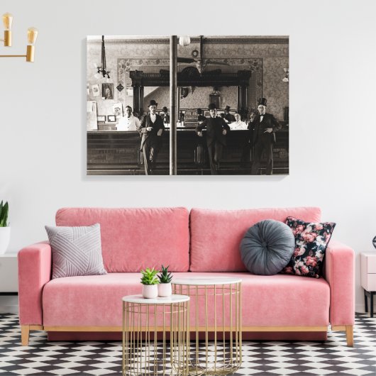 Saloon Bar Interior Mannen Man Cave 1890's Fotopub Canvas Afdruk (Insitu (Woonkamer))