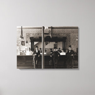 Saloon Bar Interior Mannen Man Cave 1890's Fotopub Canvas Afdruk