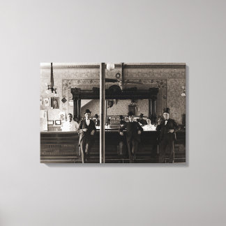 Saloon Bar Interior Mannen Man Cave 1890's Fotopub Canvas Afdruk