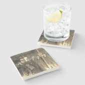 Saloon Bar Interior Mannen Man Cave 1890's Fotopub Stenen Onderzetter (Zijkant)