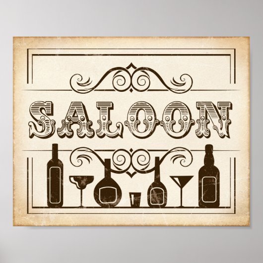SALOON-teken westerne partij Poster (Voorkant)