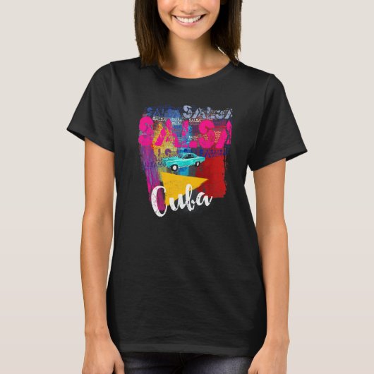Salsa Cuba Vlag Premium T-shirt (Voorkant)