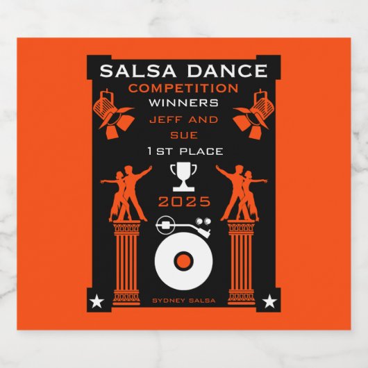 Salsa Dance Competitie Certificaat Sparkling Wijnetiket (Enkel label)
