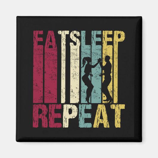 Salsa dance Eat Sleep Repeat Funny Retro Gift Magneet (Voorkant)