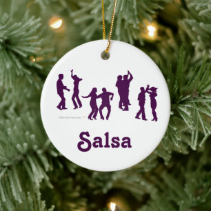 Salsa Dancers Silhouettes Dance Poses voor Salsero Keramisch Ornament