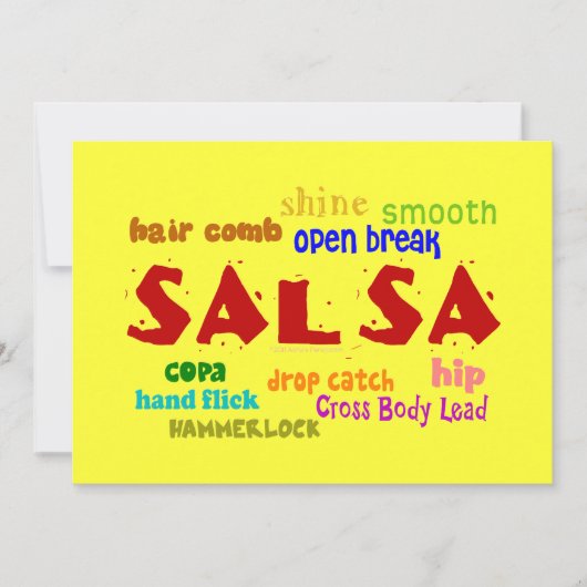 Salsa Dancing Dance Lovers Party Invites Kaart (Voorkant)