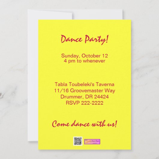 Salsa Dancing Dance Lovers Party Invites Kaart (Achterkant)