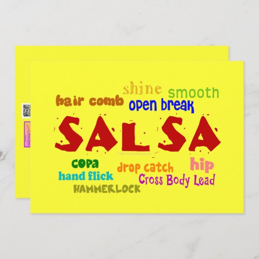 Salsa Dancing Dance Lovers Party Invites Kaart (Voorkant / Achterkant)