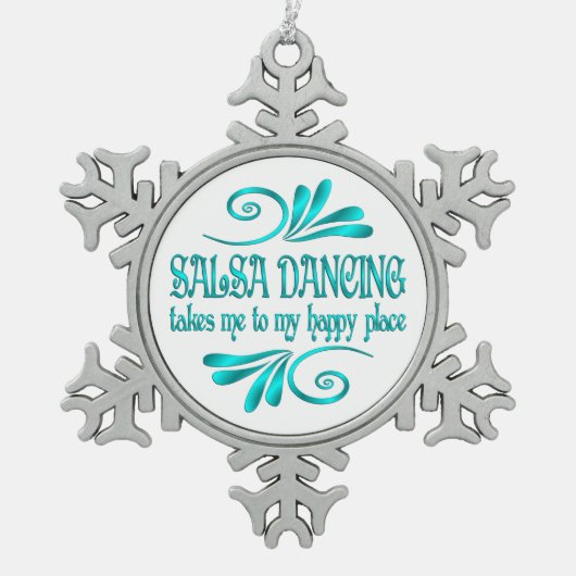 Salsa Dancing Happy Place Tin Sneeuwvlok Ornament (Voorkant)