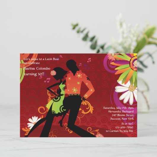 Salsa Dancing Party Uitnodiging (Staand voorkant)