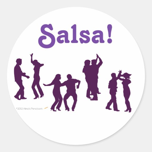 Salsa Dancing Poses Silhouettes Custom Ronde Sticker (Voorkant)