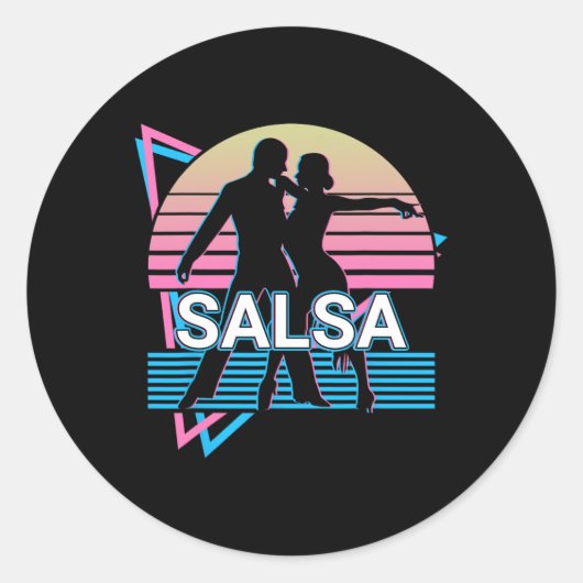 Salsa Dancing Salsa Dancer Retro Ronde Sticker (Voorkant)