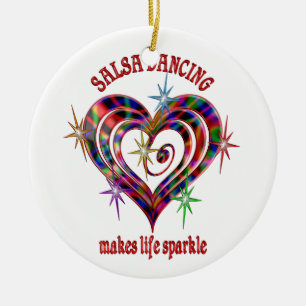 Salsa Dancing Sparkles Keramisch Ornament