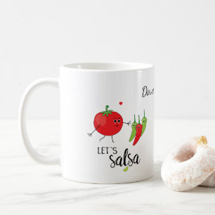 Salsa Dancing Tomaat en Chillies Food Pun Graphic Koffiemok