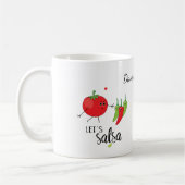 Salsa Dancing Tomaat en Chillies Food Pun Graphic Koffiemok (Links)