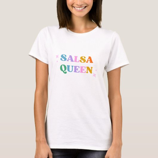salsa dans koningin latijn modern eenvoudig wit t-shirt (Voorkant)