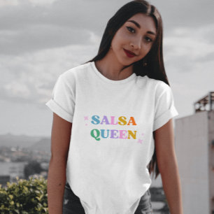 salsa danskoningin latin modern eenvoudig wit t-shirt