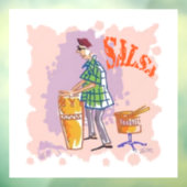Salsa Drummer I wit venster vastklampen Raamsticker (Vel 3)