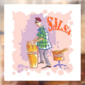 Salsa Drummer I wit venster vastklampen Raamsticker (Vel 2)