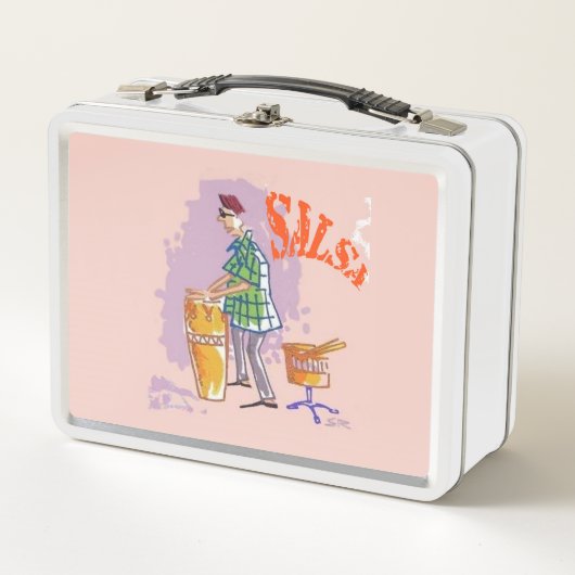 Salsa Drummer witte lunchbox (Voorkant)