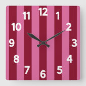 Salsa Flamingo Pink Stripe Vierkante Klok (Voorkant)